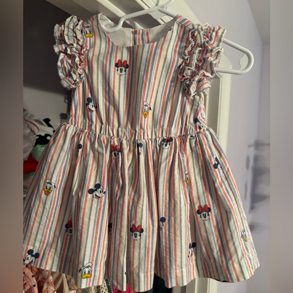 Disney Striped Kids Dress - White and Red